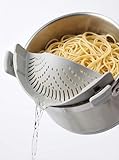 Arlig Clip On Pasta Strainer Silicone Universal Fit for all Pots and Bowls Snap On Drainer for Meat, Vegetables, Fruit Colander for Kitchen Easily Drain Food Space Saving