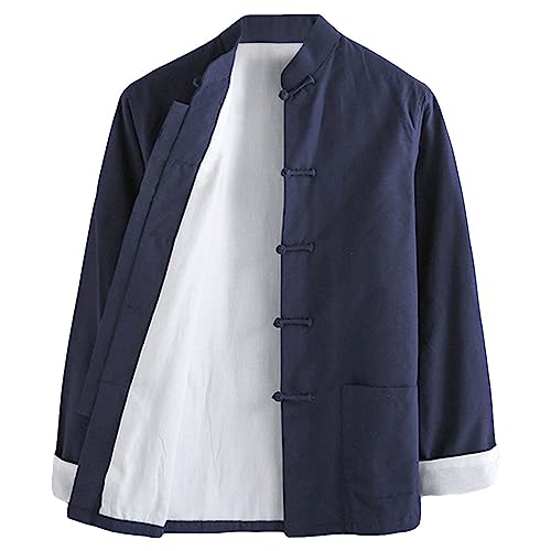 ZooBoo Mens Martial Arts Kung Fu Jacket Tang Suit (L, Dark Blue)