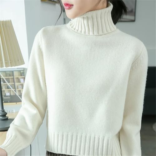 Women's Solid Wool Cashmere Sweater High Neck Solid Color Pullover Warm Knitted Bottom Shirt3