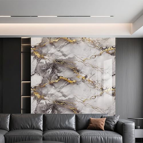 Zeihyeurus Piastrelle di Marmo Autoadesive,Pannelli PVC Effetto Marmo,Adesivi per Piastrelle in Marmo,Resistente All'Umidità,Facile da Installare,per Camera da Pranzo E Soggiorno