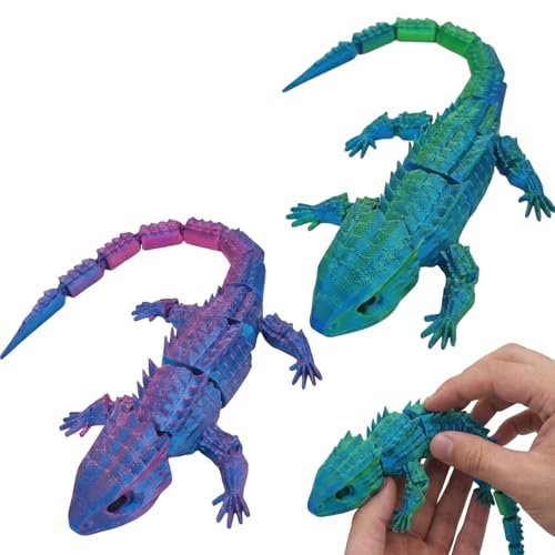 2 Pcs 3D Printed Lizard Realistic Articulated Models for Desk Decor and Stress Relief Vibrant 3D Printed Lizard Toys with Flexible Joints Premium Collectible Reptile Figures for Home and Office Use