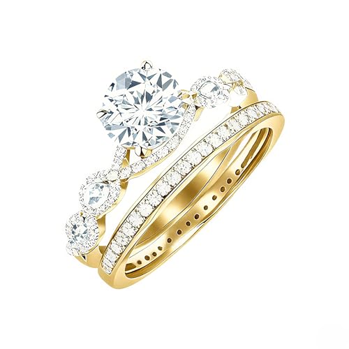 10K 14K 18K White/Yellow/Rose Gold IGI Certified Lab Grown Diamond Personalized Engagement Wedding Ring Set for Women 1-5 Carat D Color-VVS Clarity Size 3-152