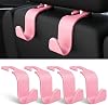 4 Ganchos para Reposacabezas de Auto Soportan 55 Libras Organizador de Asiento para Bolsas | Material ABS Duradero, Rotación 360°, Perchero para Auto para Mochila Paraguas Botella de Agua Abrigo Carteras Bolsos Comestibles, Rosa 2