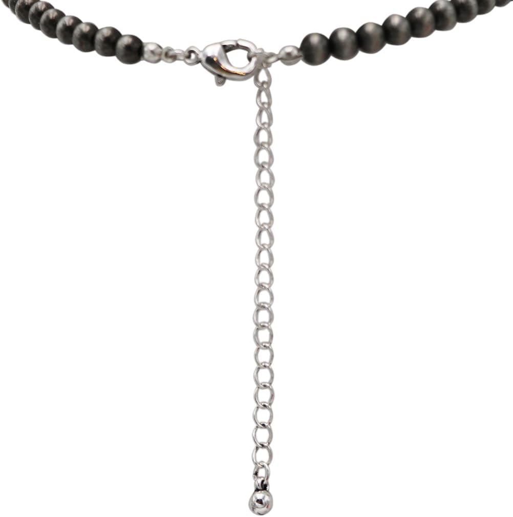 Rosemarie & Jubalee Southwestern Style Three-Strand Turquoise Howlite and Sonic Silver Bead Necklace, Traditional Native American Inspired Design
