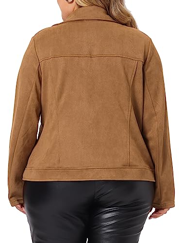 Agnes Orinda Plus Size Women Faux Suede Jacket Moto Biker Zipper Bomber Crop Coat Jacket Halloween4