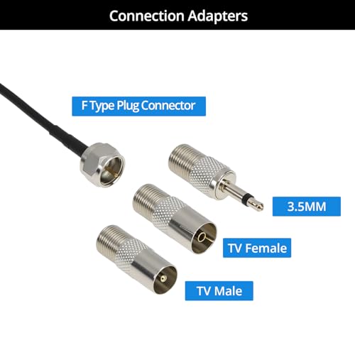 QWORK® DAB UKW Radio Antenne, 75 Ohm FM Dipolantenne mit 3 m Verlängerungskabel und F Typ Stecker für Tragbaren Radio-Tuner, Stereo-Empfänger, AV-Empfänger, Musik System