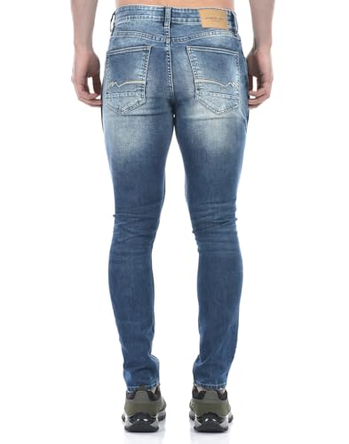 Image of Numero Uno Men Solid Blue Denim Skinny Fit Jeans