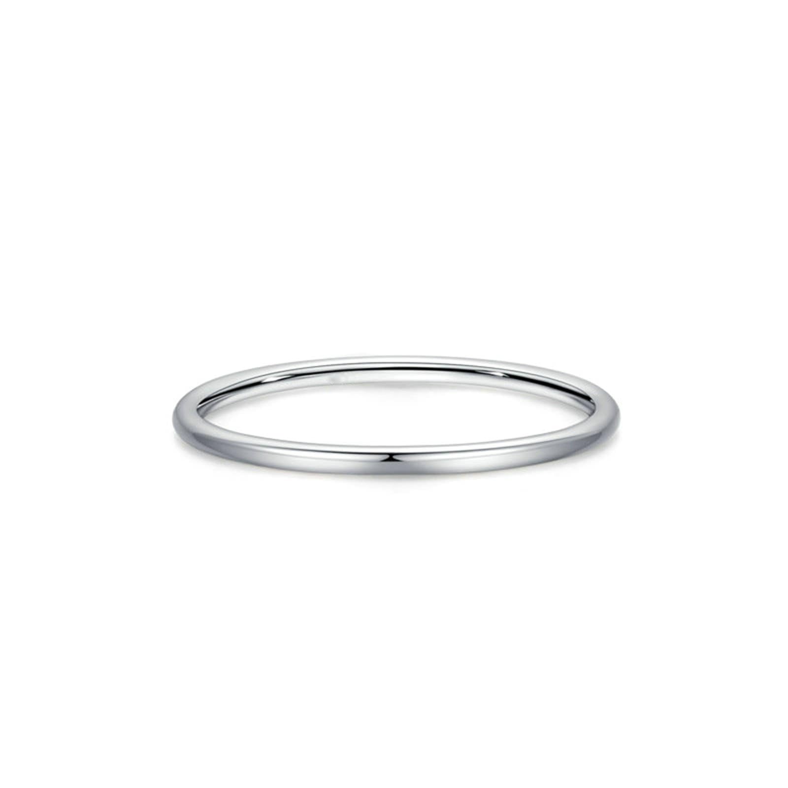 KnSam Anillo de boda de oro blanco Au 375/585/750, anillo de boda, anillo apilable, para parejas, 9 K/14 K/18 K, oro blanco, talla 47-65
