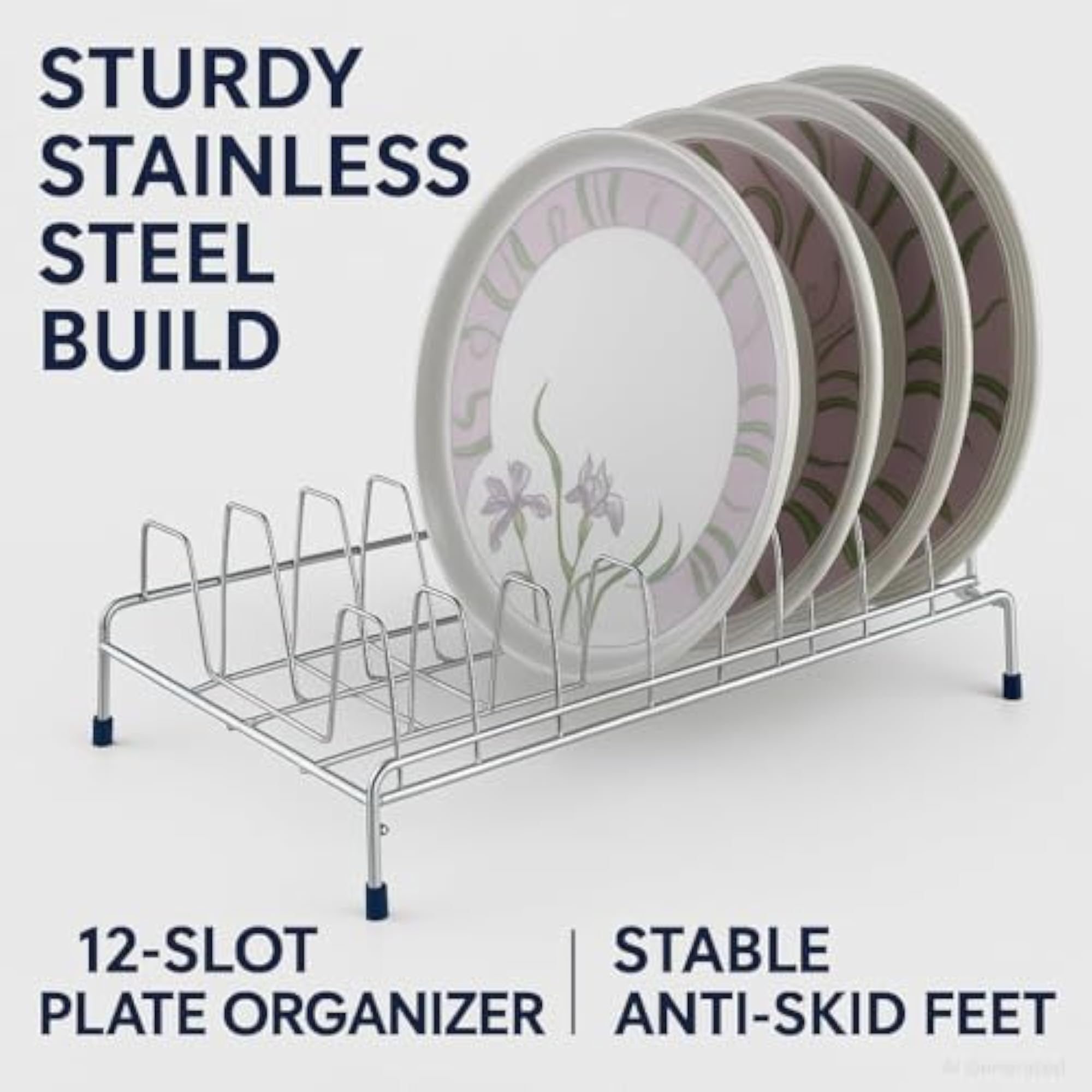 Stainless Steel Dish Rack, Heavy-Duty Plate Holder