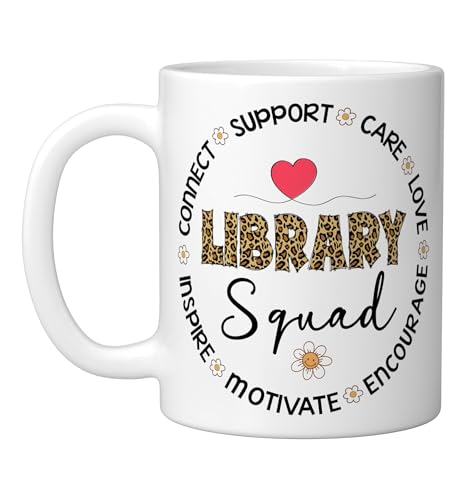 Leopard Library Squad Appreciation Week back to school Ceramic Mug, White