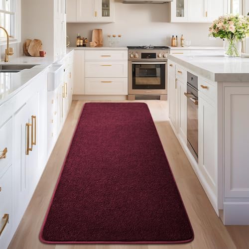 Tapete corredor 2x6 pies rojo Burgundy, antideslizante miniatura 6