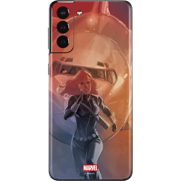 Skinit Decal Phone Skin Compatible with Galaxy S21 Plus 5G - Officially Licensed Marvel Black Widow Running Design