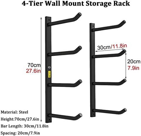 Snowboard Storage Rack，Tall Floor Yoga Mat Rack, Wall Mount Yoga Mat Organizer Rack, Black Steel Foam Roller Holder, 2/4/6-Tier Large Capacity Exercise Mats Display Stand, 35cm/70cm/110cm Ta