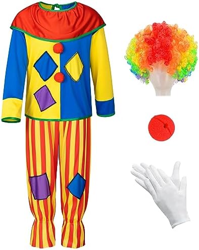 Yoroka 5Pcs Kids Clown Costume Set Boys and Girls Quick Dress up