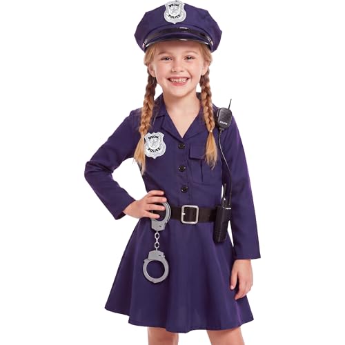 Disfraz completo de oficial de policía para niñas 5-6 años miniatura 1