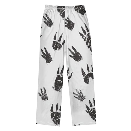 ZZXXB Dinosaur Footprints Boys Long Pants Soft Trousers Elastic Waist Kids Lounge Bottoms with Pockets S-XL2