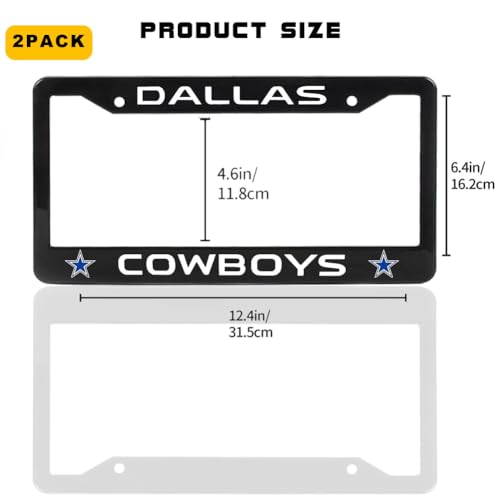 License Plate Frames, 2 Pack Aluminum Alloy Anti-Corrosion Plate Holder with Screw Caps Cover, US Size (Black f5) — view 6