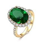 Artilady Cz Emerald Rings for Women - Simulated Emerald Solstice Ring AAAA Cubic Zirconia Open Band Rings, Adjustable for US 5-9