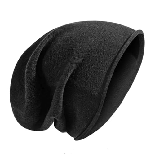 GALPADA Warm Rolled Brim Hat for Men/Women Windproof Outdoor Beanie Hat Soft Polyester Material Comfortable Crochet Beanies h Black