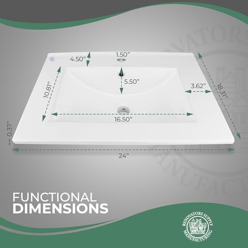 Renovators-Supply-Manufacturing-Luke-24-Drop-in-Self-Rimming-Rectangular-Bathroom-Sink-In-White-With-Overflow-Pack-of-1 Renovators Supply Manufacturing Luke 24 Drop in Self Rimming Rectangular Bathroom Sink In White With Overflow Pack of 1