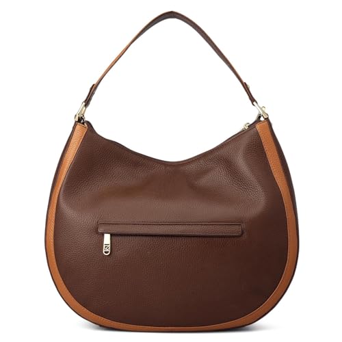 Image of Da Milano Leather Shoulder Bag for Women - Brown (Large) (LB-00317OL)