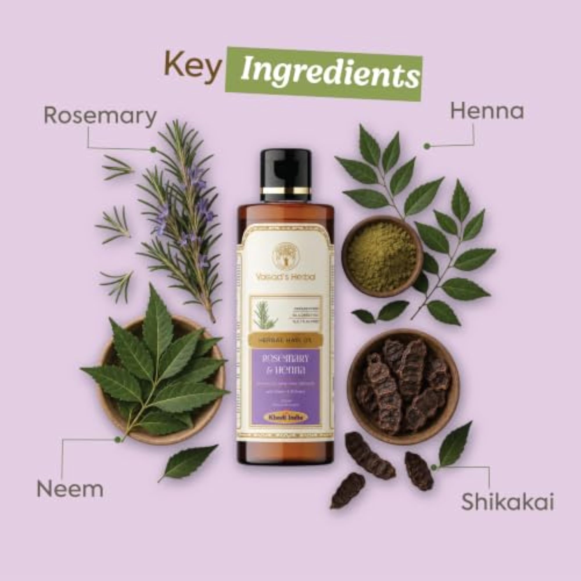 VAGAD'S Rosemary Henna Hair Oil for Growth & Fall Control