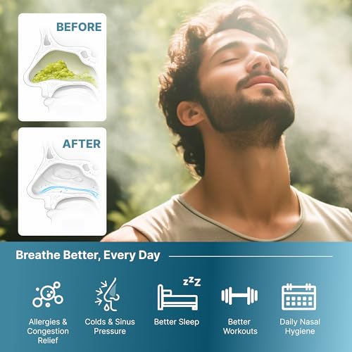 Image of NASALFRESH MD - Dual Powered Nasal Irrigation System Nasal Rinse and Wash - Sinus Decongestant Relief System w / 30 Saline Packets - Rechargeable - Multi-User, 2 Sets of Nose Pillows - Snoring Remedy