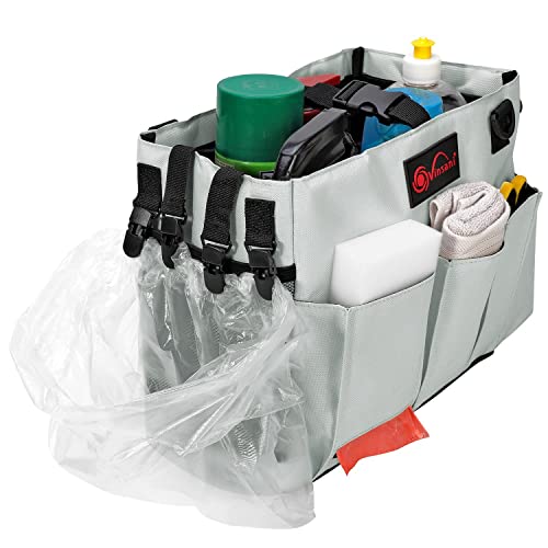 Vinsani Cleaning Caddy Multifunctional Storage Organiser Bag with Handle and Adjustable Waist and Shoulder Straps for Cleaning Supplies Home - Image 4