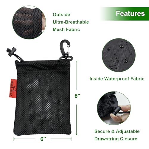 Small Mesh Foraging Bags with Clip, 4 Pack Drawstring & Toggle Closure Foraging Pouch for Rock Collecting, Mushroom Hunting, Beachcombing, Fastening Hook Nylon Harvesting Pouch for Adults Women 6"x8" - image 2