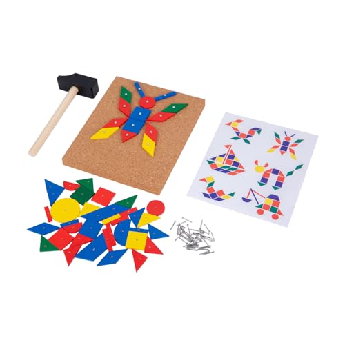 Adena Montessori Hammer and Nail Toys Wooden Pegboard Puzzle for 4-6 Year Olds
