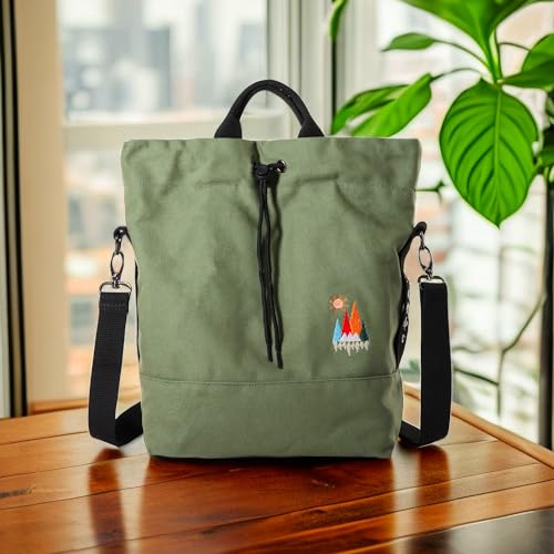 Women Canvas Tote Handbags Casual Shoulder Work Bag Crossbody Bag with Sunshine Embroidery2