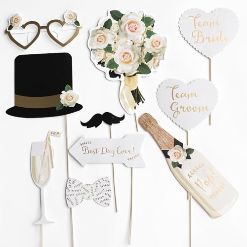 Toshine Wedding Photo Booth Props DIY Wedding Decoration Unique Romantic Party Props Paper Board Selfie Props with Easy Assembly Kit for Wedding Bridal Shower Engagement Bachelorette Party