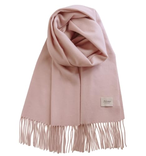 [Filomo] マフラー カシミヤ 100% 大きめ レディース メンズ ストール 【極ふわカシミヤ×25バリエーション】 (ペールピンク)の商品画像（Amazon）