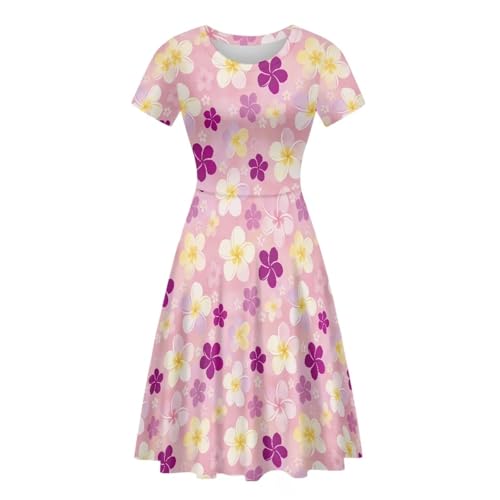 Image of HUGS IDEA Womens Puffy Swing Midi Dress Round Neck Short Sleeve Party A-Line Dresses
