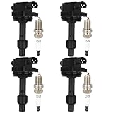 ECCPP 4 ignition coils with 4 iridium Spark Plugs,UF365,coils packs,for Volvo S40 2000 2001 2002 2003 2004,V40 2000-2004,1.9L,UF365 ‎C1259 5c1317 E395