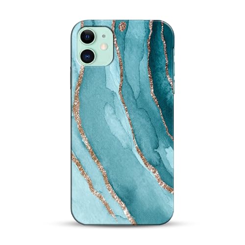 Image of COLORflow Back Cover Compatible with iPhone 11 | Beautiful Blue Marble Golden Stripes | Designer Printed Hard CASE Bumper Back Cover Compatible with iPhone 11