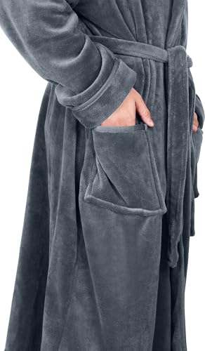 Ny Threads 43230-15464 Mens Hooded Fleece Bathrobe Plush Long Spa Robe thumb #4