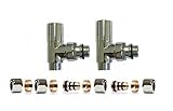 baanio - Kit de Válvula y Detentor para Radiador Toallero | Compatible con Tubo de Cobre 15 mm y Multicapa/Pex 16 mm | Detentor 1/2', Válvula Radiador 1/2' | Diversidad de Colores, Cromo