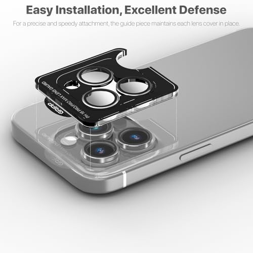 Image of GRIPP 3in1 Focal Camera Lens Protector for iPhone 16 Pro, iPhone 16 Pro Max / 17 Pro / 17 Pro Max / 15 Pro / 15 Pro Max, Aluminium Alloy Ring, Ultra-Clear HD Glass, Easy Install - Silver
