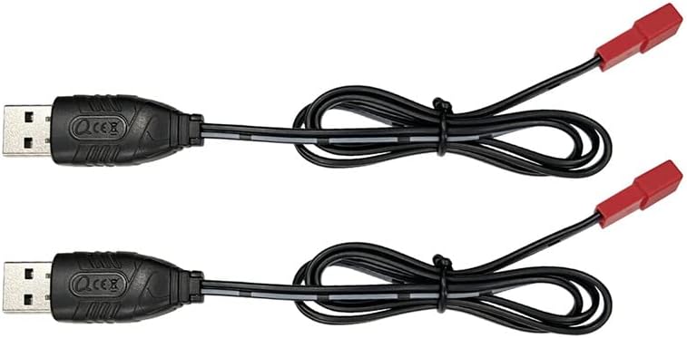 2Pack JST 2PIN USB Charger Cable for 3.7V Li-ion Battery, 800mA Charging Speed Compatible for 3.7V RC Car Battery