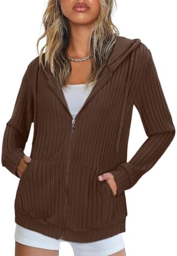 Flikity Hoodie Damen Reißverschluss Sweatjacke mit Kapuze Sweatshirt Jacke | Basics Kapuzenpullover Damen Zip Hoodie Jacke Leichte Frühling Sommer Herbst Kleidung