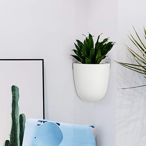 ORIMERC 4 Pcs self watering Corner Planter Wall Plant Pots Hanging Basket Plastic Flower Pots Decorative Modern Plant Vase Container Holder for Succulent Indoor Outdoor Home Office Décor White - Image 4