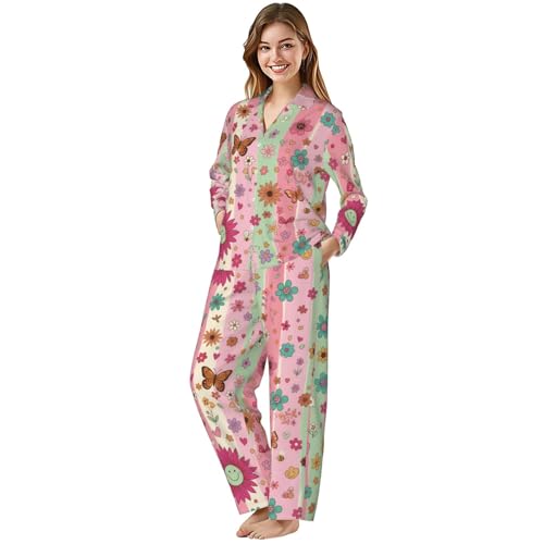 Image of Women'S Long Sleeve Pajama Set Soft Loungewear Button-Down Top & Elastic Waist Pants S- 2XL