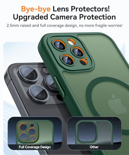 Image of CANSHN Magnetic Compatible with iPhone 12 Pro Case, Upgraded [Full Camera Protection] [Compatible with Magsafe] [Translucent Matte] Shockproof Protective Phone Cover 6.1 Inch - Deep Green
