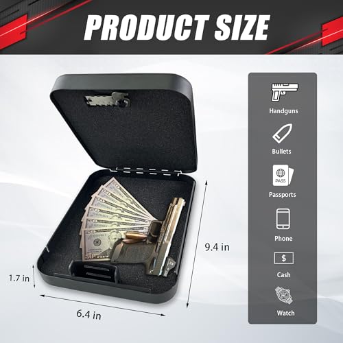 C&T Safe Box, Small Safe, Security Box with Combination Lock, Portable Gun Safe for Office Car Dorm Money Passports Valuables,Black,24x16x4cm - Image 5