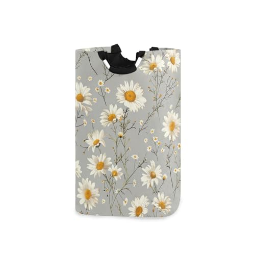 Jihqo Laundry Hamper Basket Elegant Daisy Collapsible Nursery Storage Bin Waterproof Clothing Baskets for Home Bedroom Bathroom Washing Room