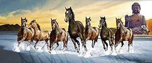 Walls and Murals Vaastu Paintings for Home - Grey Color 7 Running Horses Vastu Wall Sticker (Large), 20