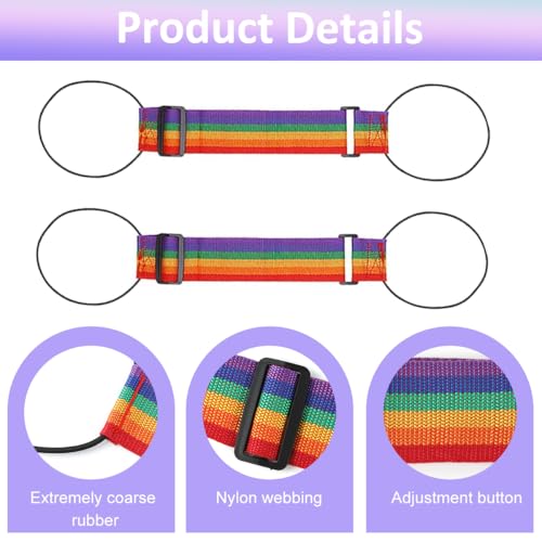 Image of HASTHIP 2Pcs Rainbow Luggage Binder Strap, Fashion Travel Wide Stretchy