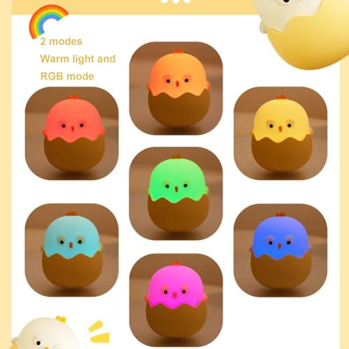 Lámpara de noche pollito 7 colores regulable RGB LED silicona miniatura 4