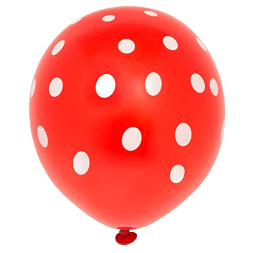 Unique Party-Paquete de 6 globos de látex a lunares, color rojo, (57592)